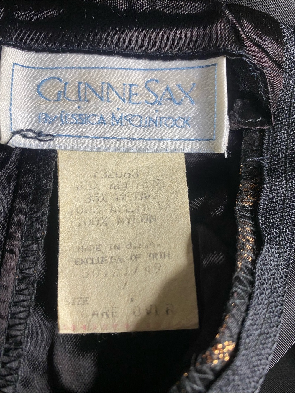 Gunne Sax by Jessica McClintock Black Gold Brocade Strapless Ball Gown Dress 6 - Picture 7 of 9